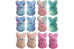 vizethru 12 pcs Easter Bunny Plush Toys Decorations Cute Animal Bunny Stuffed Doll Easter Basket Stuffers Gift for Kids (6 inches)