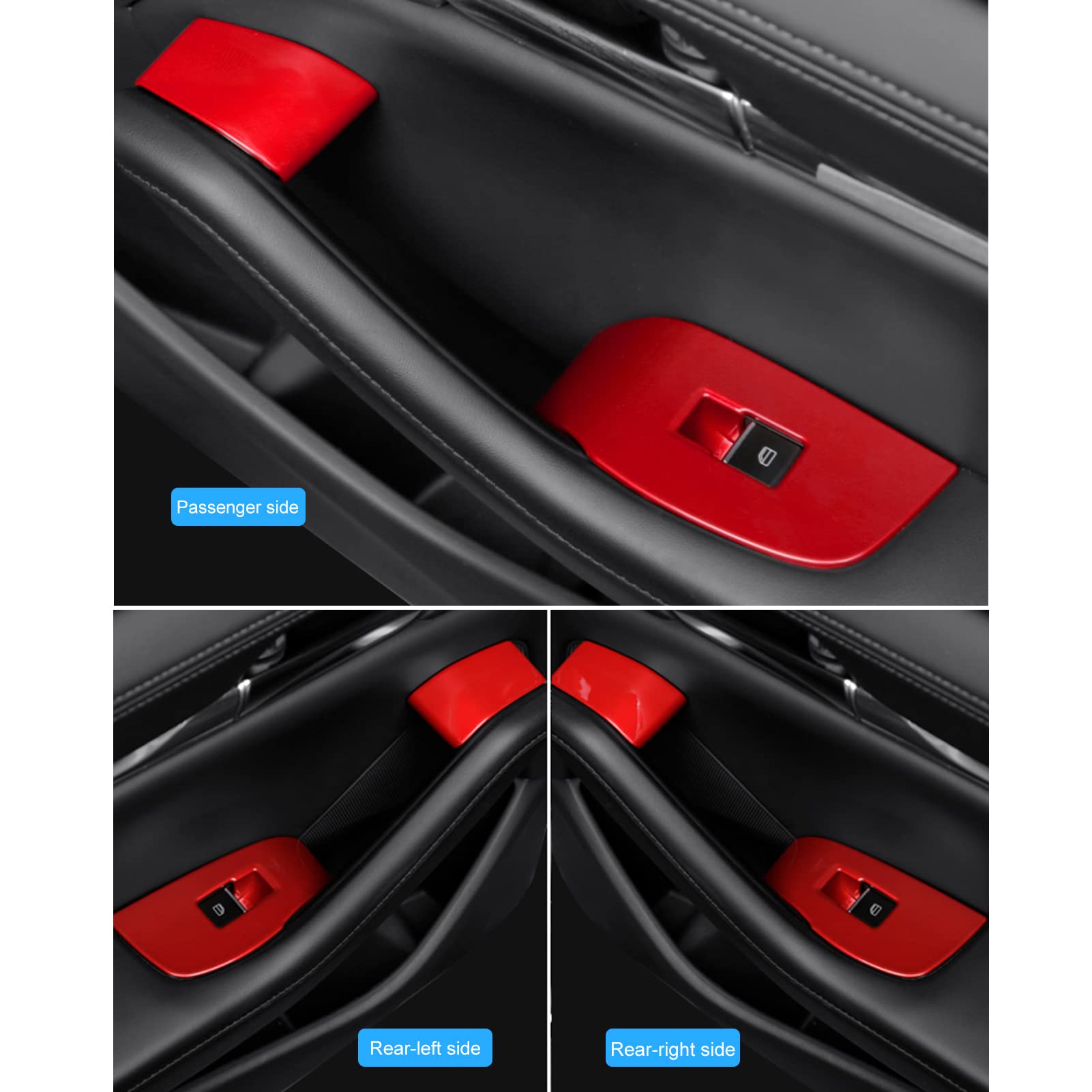 Compatible with Mazda 3 CX-30 2025 2024 2023 2022 2021 2020 Accessories Sporty Car Center Console Armrest Window Lift Down Control Panel Door Lock Switch Cover Trim -Red
