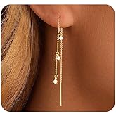 Trendy Gold Chain Dangle Earrings for Women,Long Silver Cubic Zirconia Threader Earrings,Sparkly Wedding Prom Crystal Earring Aesthetic Jewelry