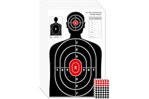 LAKINGO Shooting Paper Targets for The Range, 23x35 Inch Silhouette Targets with Stickers for Indoor/Outdoor Practice, Suitable for Handguns, Pistols, Rifles, Airguns, Pellet Gun, BB Guns