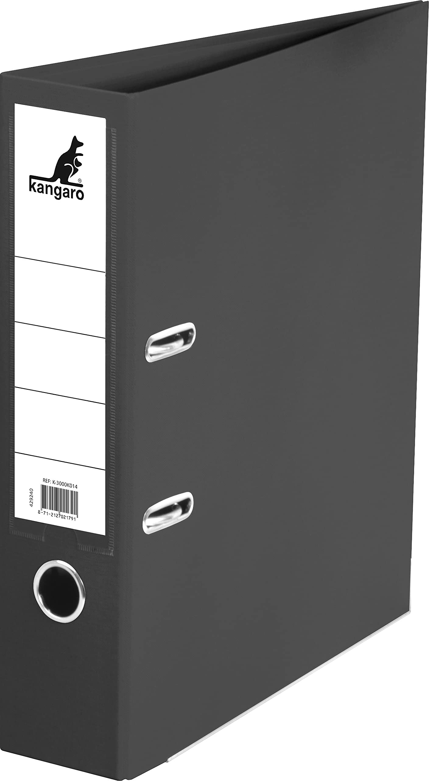 Kangaro PP Plastic Folder 7.5 cm Spine Width DIN A4 Colour Black (Ring Binder, Lever Arch Folder, Letter Folder), K-3000K314, 7.5 x 28.5 x 31.5