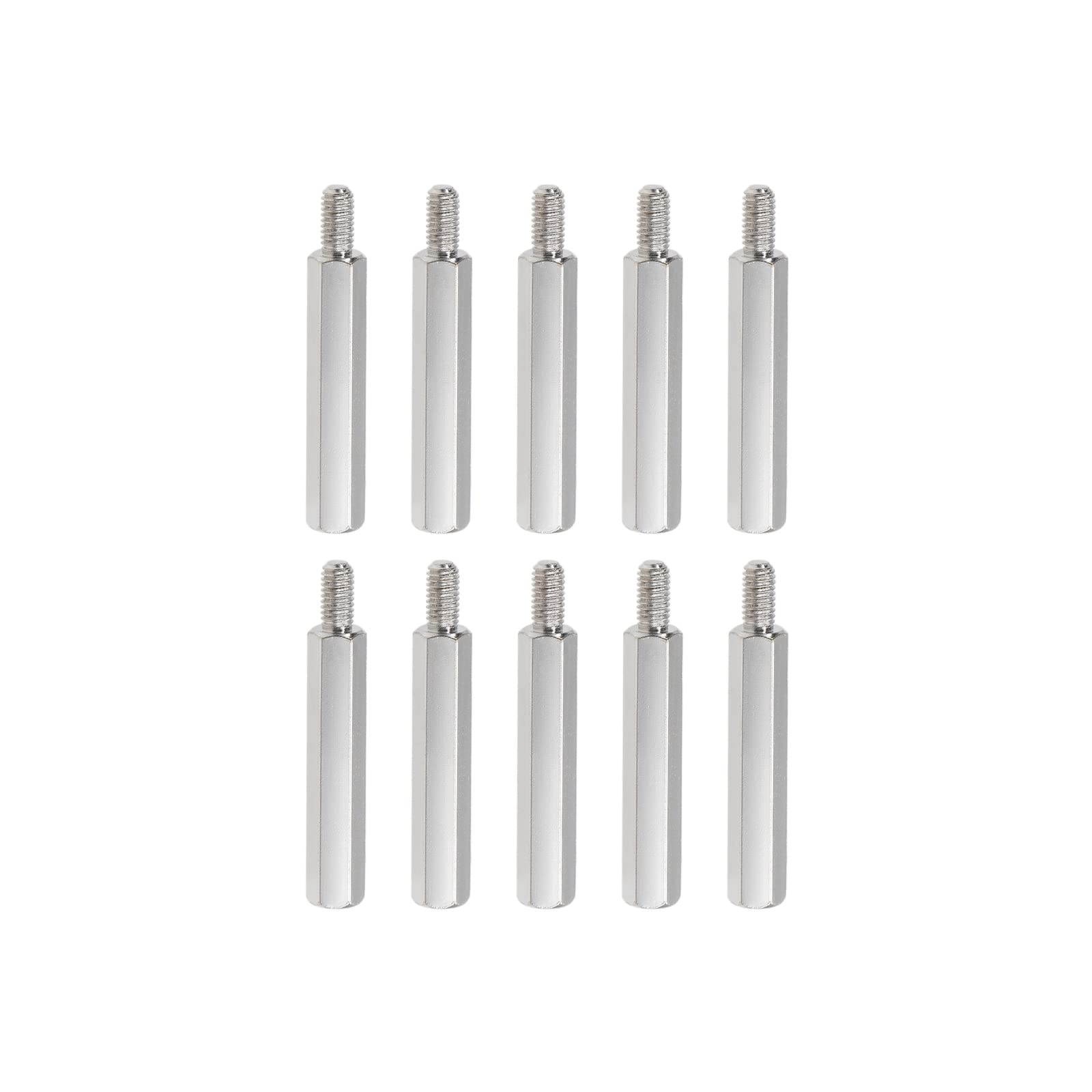 YOKIVE 10 Pcs M3 Standoff Screws, Nickel Plated Hex PCB Standoffs, Keep Height Consistent, Great for Motherboard (Silver Tone, 25mm+6mm)
