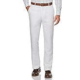 Perry Ellis Mens Linen Blend Dress Pants, Flat Front, Durable Twill, Regular Fit, Breathable & Lightweight