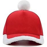 Wodeal Santa Baseball Cap, Adjustable Christmas Hats for Adults, Structured Xmas Ball Cap Red/White