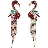 Flamingo Earrings for Women, Cute Flamingo Tassel Earrings for Girls, Rainbow Flamingo Bird Dangle Earrings Hypoallergenic, Tropical Flamingo Statement Drop Earrings, Flamingo Animal Bohemian Earrings Studs, Flamingo Birds Jewelry Gifts Funny Earrings
