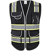 XIAKE 9 Pockets Class 2 High Visibility Reflective Safety Vest for Men Women,Meets ANSI/ISEA Standard