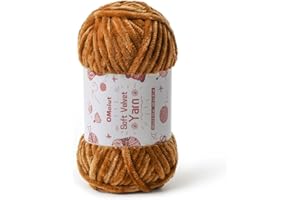 OMOIUT 100g Fluffy Velvet Chenille Yarn for Crocheting and Knitting, 80m (87.5yd) Baby Yarn for Crocheting Soft, Crochet Chunky Yarns Amigurumi Yarns (Brown)