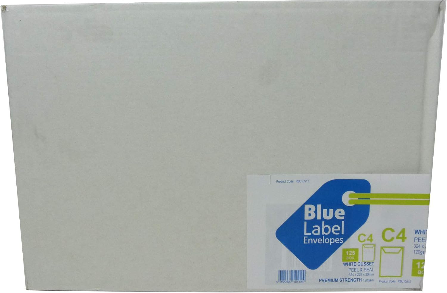 324 x 229 x 25 Blue Label White Pocket Gusset Envelopes 125 pack P&S - Image 5