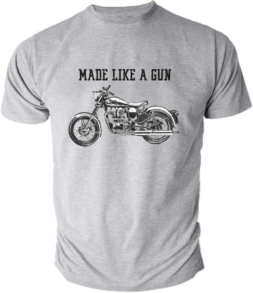 Royal Enfield Made Like a Gun Logo TShirt Retro Motorcycle Heather