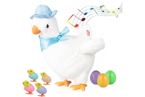 hbbhml Plush Electric Stuffed Laying Egg Chicken Toy Doll with Sound Music Easter for Boys Girls