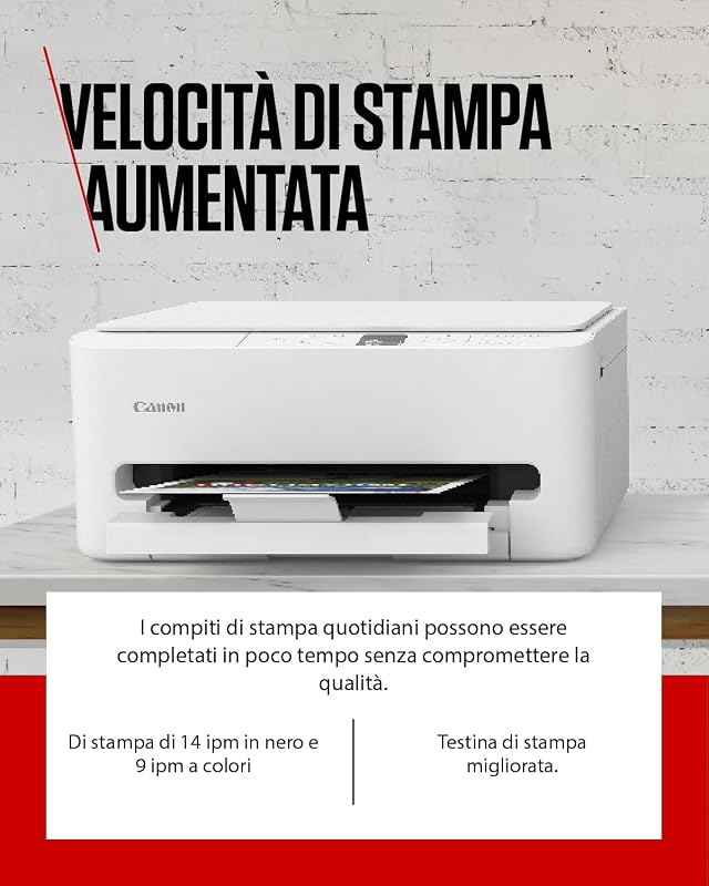 PIXMA TS6550I - Stampante Multifunzione con Connettività Wi-Fi e Display OLED da 1,42 PIXMA Print Plan - Include Carta Fotografica A4 SG-201, 5 Fogli