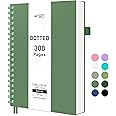 RETTACY Bullet Dotted Journal, B5 Spiral Dotted Notebook with 300 Pages, 7.4" × 10", Medium Size, 100 GSM Thick Paper, Flexible Plastic Cover, Bullet Journaling, Planning, Tracking (Dark Green)