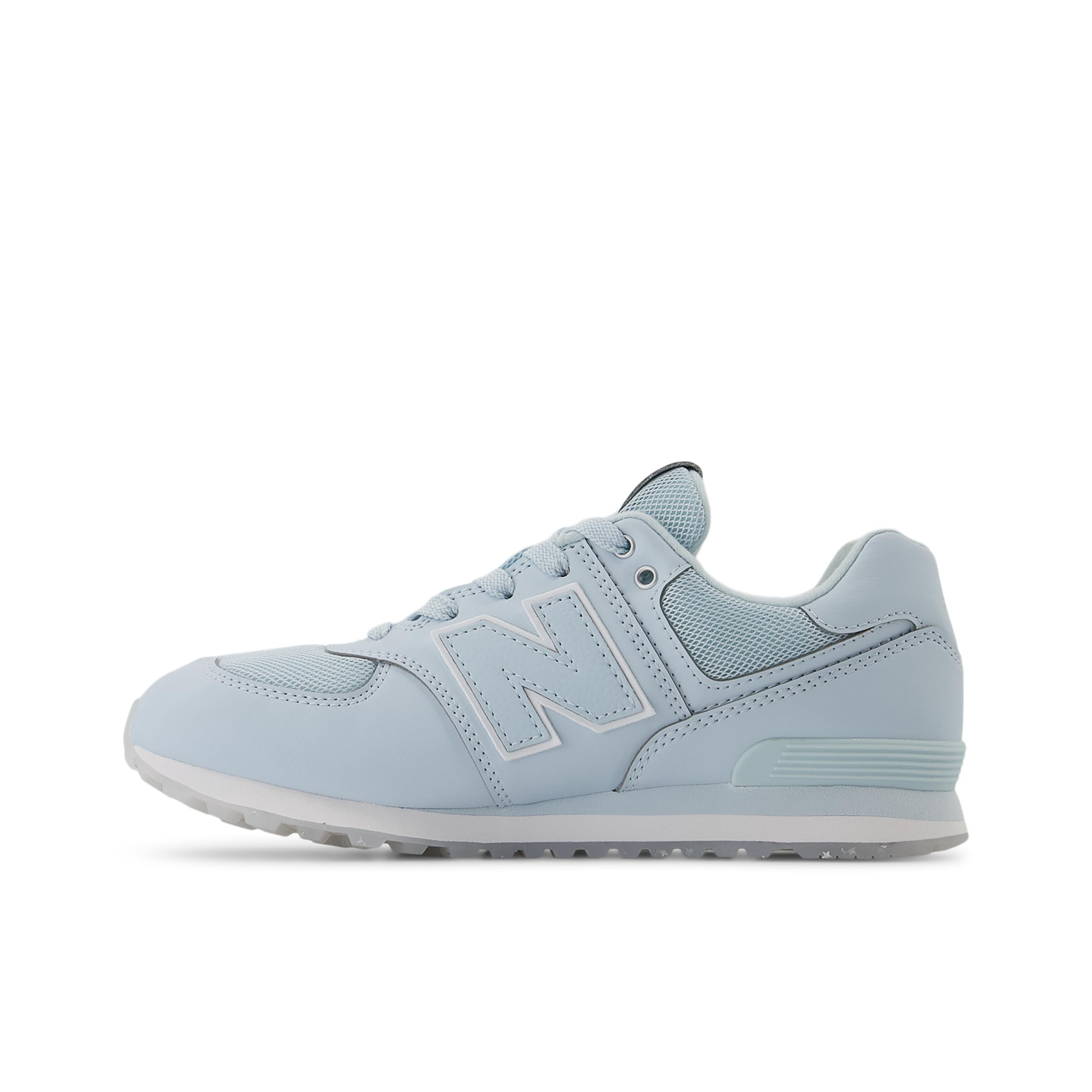 New Balance 574 V1 Lace-Up Sneaker, Frosted Glass/Silver Metalic, 3.5 Wide US Unisex Big_Kid Image