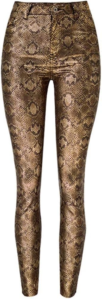 snake print pu trousers