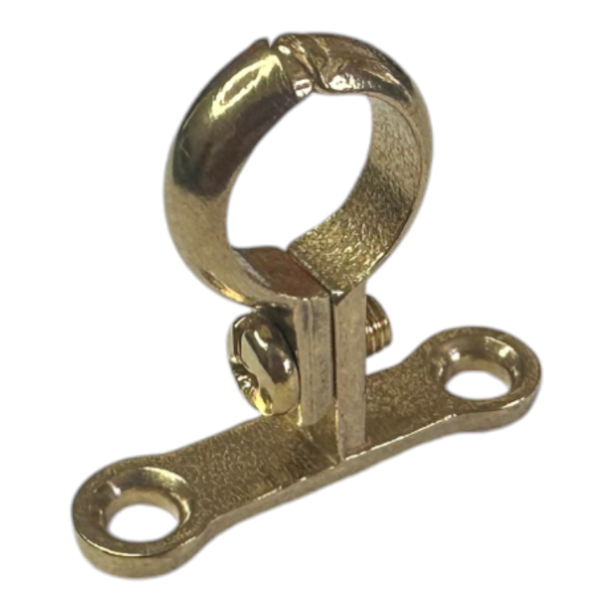 15mm Cast Brass Screw-On Pipe Bracket, Die-Cast Pipe Clip - Pack of 5