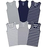Buyless Fashion Boys Scoop Neck Tagless Undershirts Soft Cotton Tank Top (6 Pack)