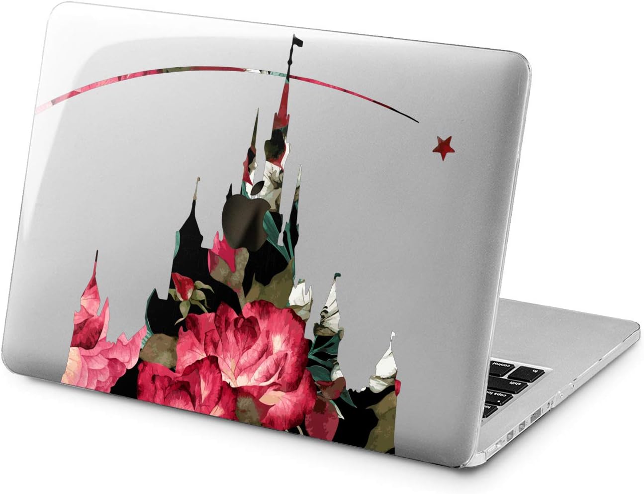 Cavka Hard Shell Case for Apple MacBook Pro 13" 2019 15" 2018 Air 13" 2020 Retina 2015 Mac 11" Mac 12" Magic Glam Print Roses Laptop Floral Castle Protective Cartoon Plastic Cover Design Decorated