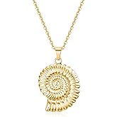 Rnivida Shell and Starfish Pendant Necklace for Women,Stainless Steel Summer Beach Charm Jewelry Gift for Her