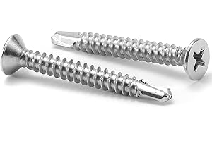 #10 x 1-1/2" Sheet Metal Screws 100Pcs 410 Stainless Steel Flat Head Tek Screws Fast Self Tapping Screws by SG TZH