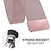 UMTELE for Fitbit Charge 2 Band, Milanese Loop Stainless Steel Metal Bracelet Strap with Unique Magnet Lock, No Buckle Needed for Fitbit Charge 2 HR Fitness Tracker Pink Gold Large