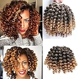 3 Packs Wand Curl Crochet Hair Synthetic Crochet Braids 8 Inch Jamaican Bounce Twist African Braiding Hair For Black Women (T1B/27)