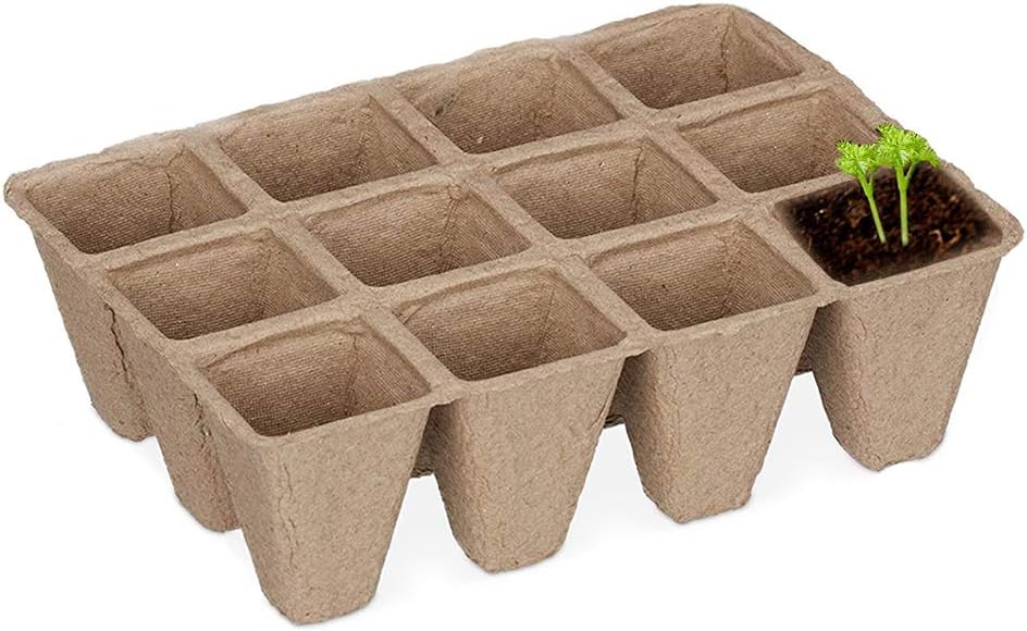 Fovely 12 Hole Plant Seeds Propagation Nursery Pot Seeding Grow Box Case Tray Pulp Seedling Tray Disposable Nursery Tray Degradable Garden Planter