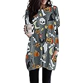 GLIGLITTR Womens Halloween Crewneck Sweatshirts Pumpkin Long Sleeve Pullover Tops Vintage Oversized Shirt Blouse Clothes