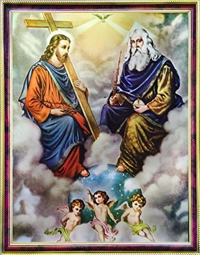 Amazon Com Santisima Trinidad Clasico Poster 16 X 20 Solo Mexicana O Framed Religiosa En 1 Rojo Marmol Y Oro Frame Home Kitchen