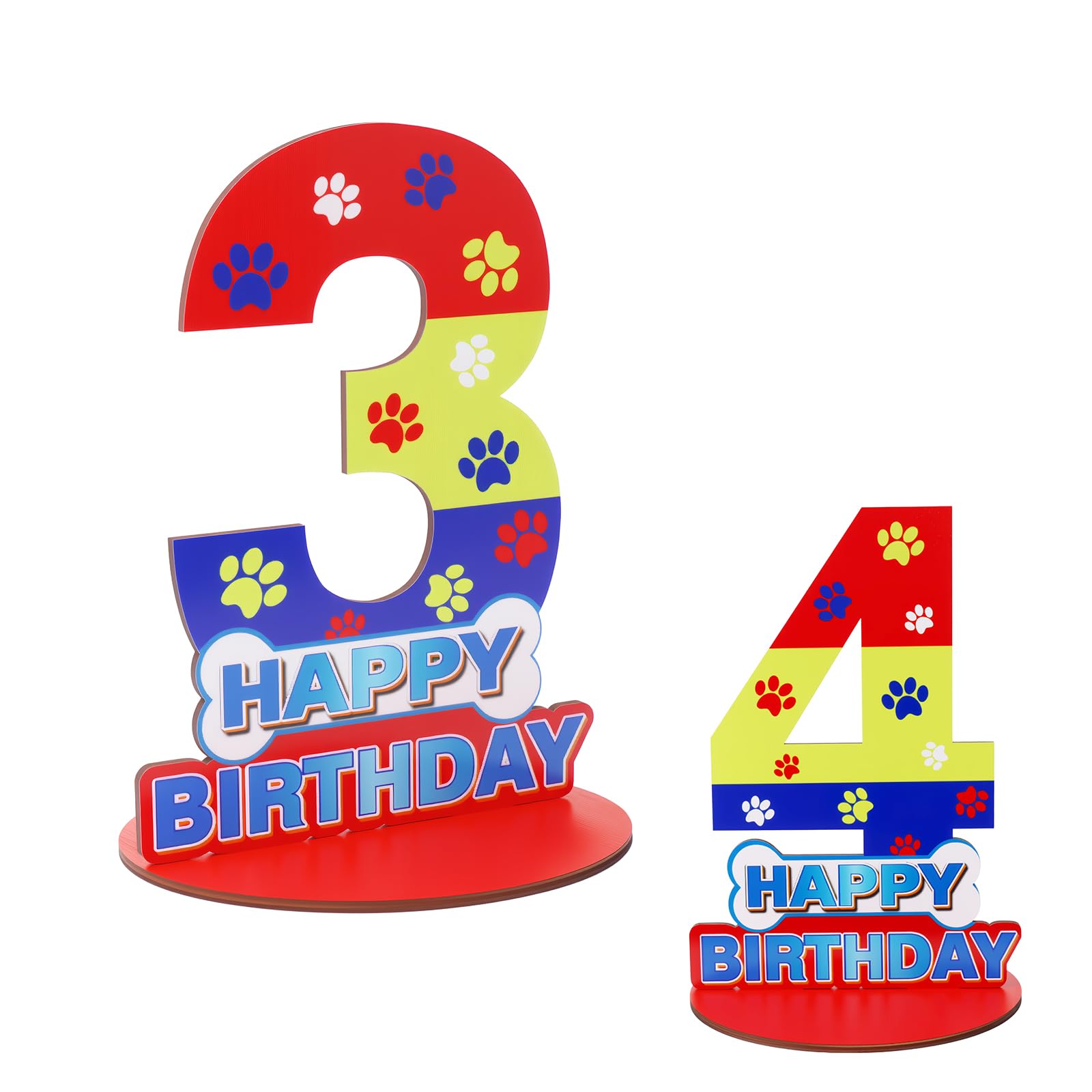 Photo 1 of Dog Paw Number Sign Centerpiece, 3rd Photo Props for Tables, Wooden Table Decorations for Boy Girl Birthday Party Supplies(3rd)
