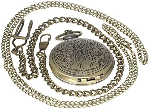 Bronze Vintage Brass Antique Case Pocket Watch Fob Watch for Men Women With 1 PC Necklace Chain 1 PC Clip Key Rib Chain