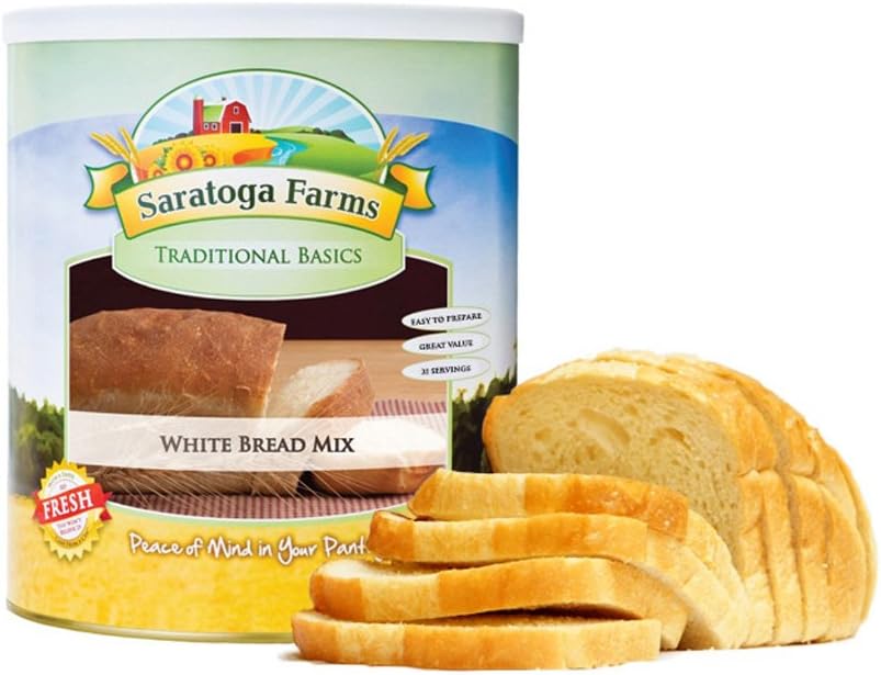 Saratoga Farms White Bread Mix, 1 Emergency Food Storage, 36 Servings with a 10-20 Year Shelf-Life in #10 Can (Save More with 2,3,4, or 6 Pack)