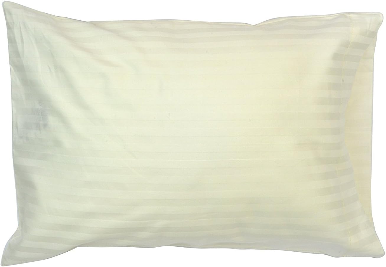 Set of 2 - Toddler Travel Pillowcase 500 Thread Count 12X16 Size, Ivory Striped, with 100% Egyptian Cotton