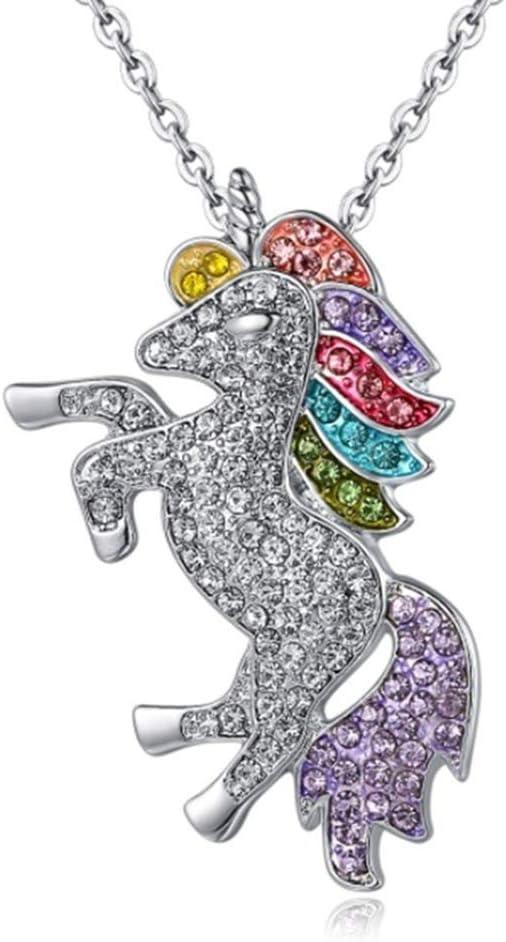 HENGSONG Unicorn Necklace Pendant Necklace With Message Card Chain Necklace Jewelry Gifts (Colorful 1#)