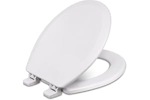 CENTOCORE 700-301 Round Wooden Toilet Seat, Heavy Duty Molded Wood with Centocore Technology, Crane White (Cotton/Bright)