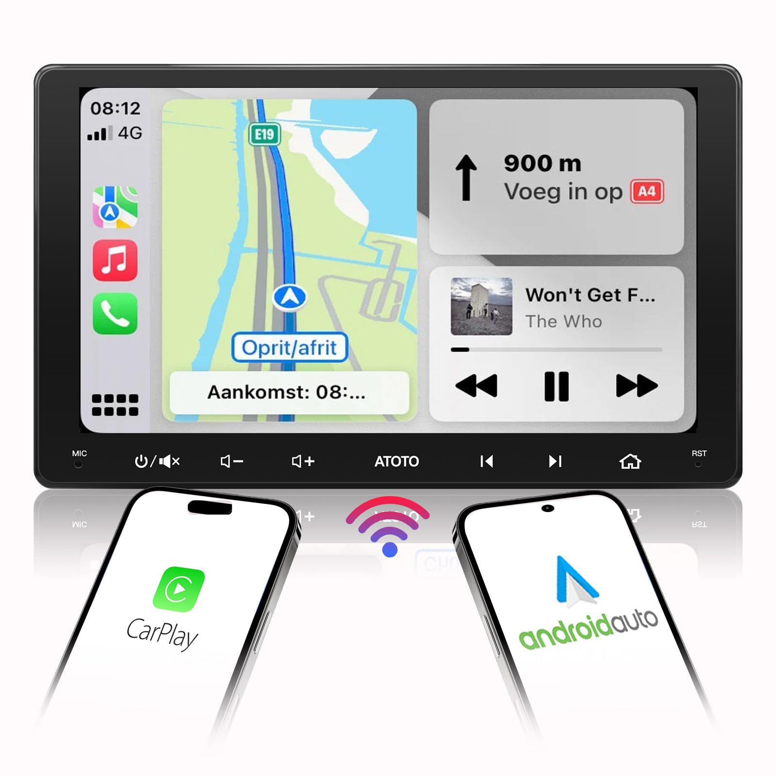 ATOTO Car Stereo Double Din 9inch Touchscreen, Wireless CarPlay/Android Auto, Bluetooth Car Radio with FM AM RDS, Phone Mirror Link, Voice Control, HD Live Rearview, GPS Navi, F7G209WE-Upgrade