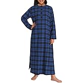 Esenchel Women's Plus Size Long Cotton Flannel Nightgown