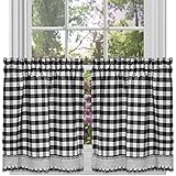 Woven Trends Farmhouse Curtains Kitchen DÃ©cor, Buffalo Plaid Valance, Classic Country Plaid Gingham Checkered Design, Farmhouse DÃ©cor, Window Curtain Treatments (Black, 24