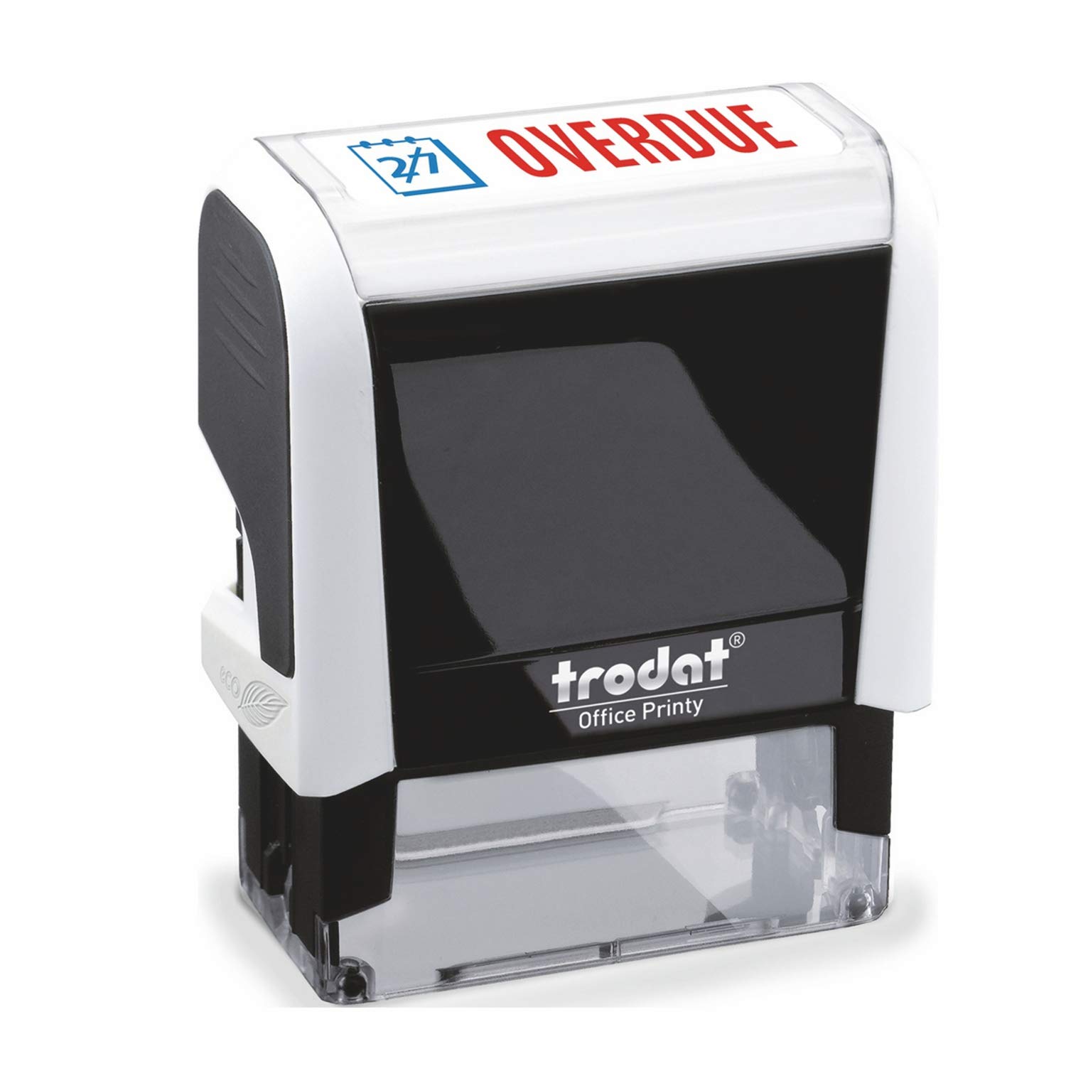 Trodat Stamp 4912 Office Printy with English Text OVERDUE – Self Inking, Red and Blue Ink, 18 x 46 mm, 77245