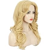 karlery Women 70s Feathered Wig Long Blonde Wave Disco Wig Vintage Costume Wig for Party Fashion Accessory