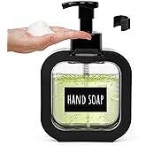 Segbeauty Black Foaming Soap Dispensers, 16.9oz Empty Refillable Foam Hand Soap Dispenser, 500ml Square Plastic Foaming Dish Soap Dispenser Waterproof Press Foam Pump Bottle for Body Soap Home Bath