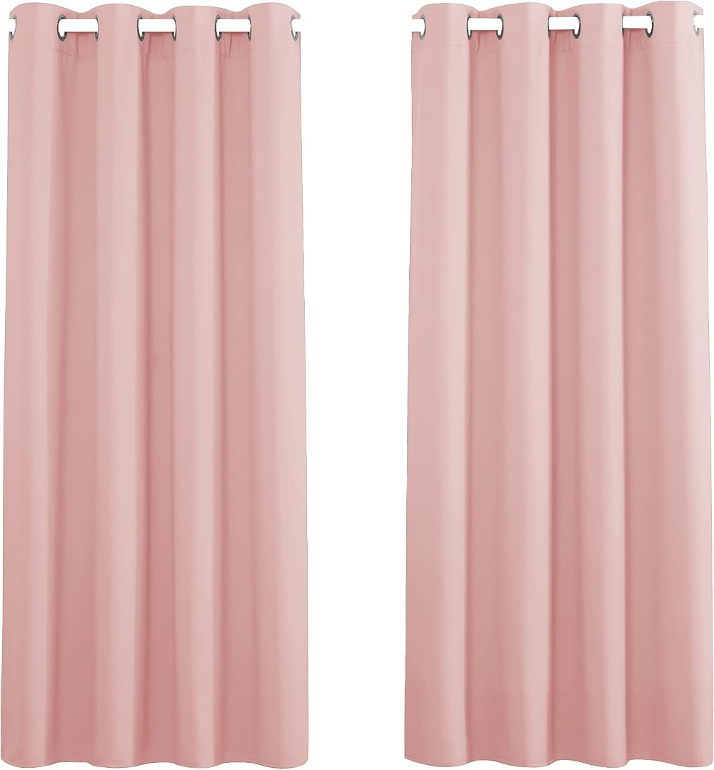 PONY DANCE Thermal Blackout Curtains 2 Panels Blush Pink 46x54 inch Eyelet