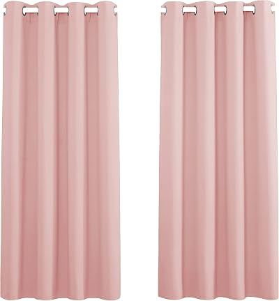 PONY DANCE Thermal Blackout Curtains 2 Panels Blush Pink 46x54 inch Eyelet