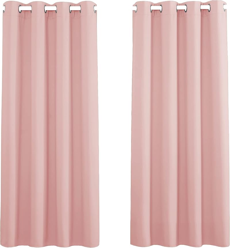 PONY DANCE Thermal Blackout Curtains 2 Panels Blush Pink 46x54 inch Eyelet