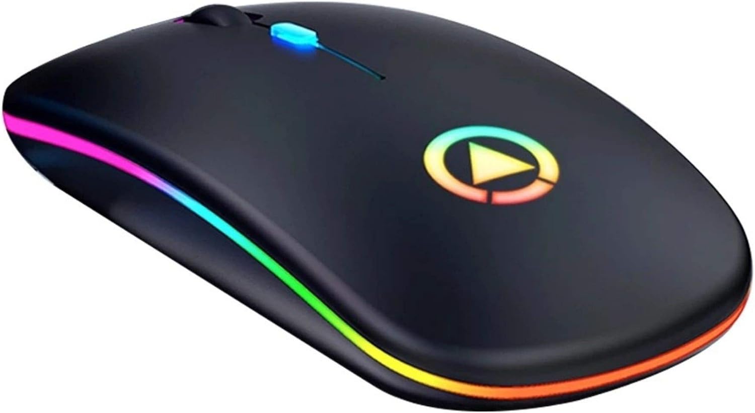 Unity Ultra Slim Silent 2.4G Wireless Mouse A2 Lightweight Portable LED Colour Light Rechargeable Mouse for Laptop (Colour: Black)
