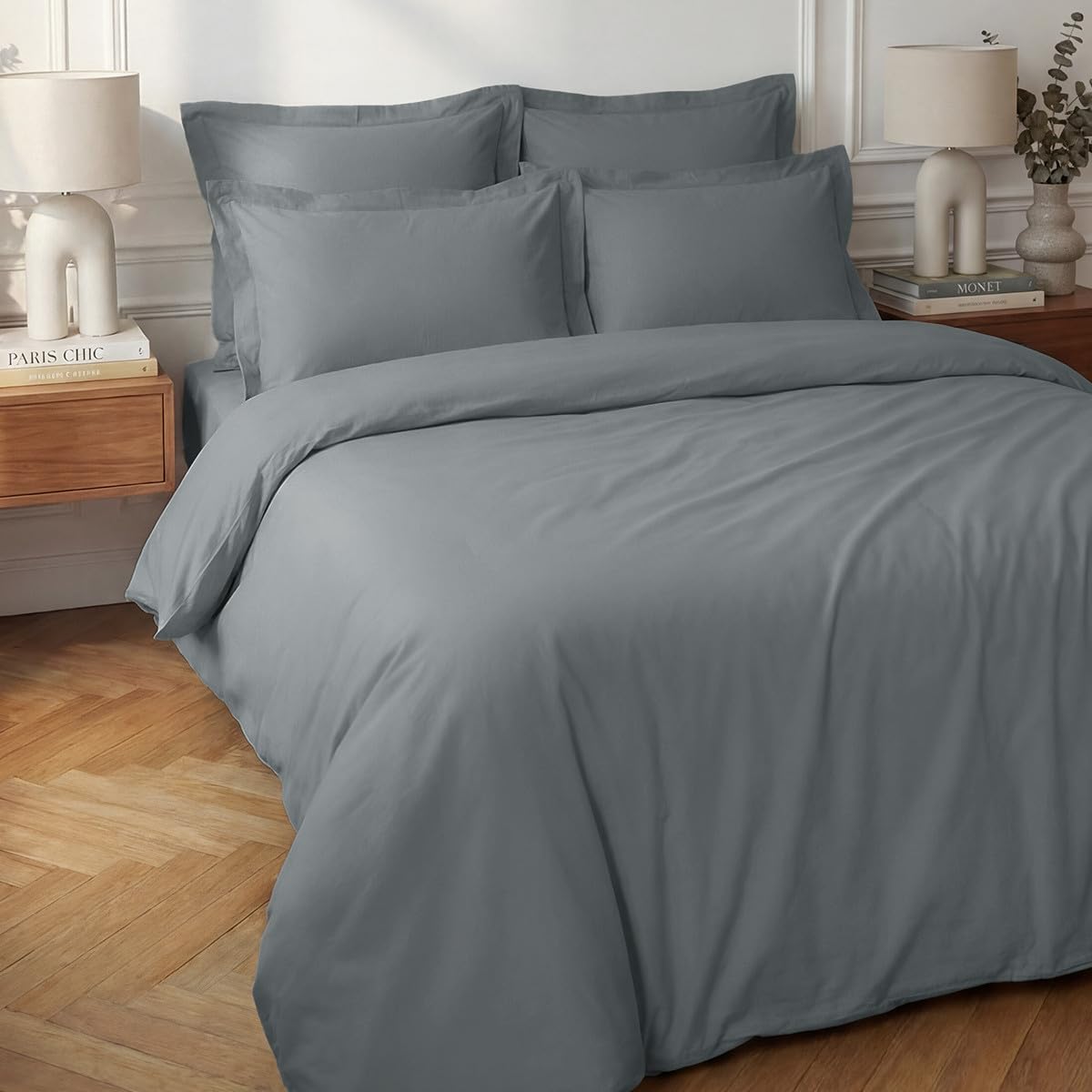 Sensei La Maison du Coton Percale Pebble Duvet Cover 240 x 220 cm