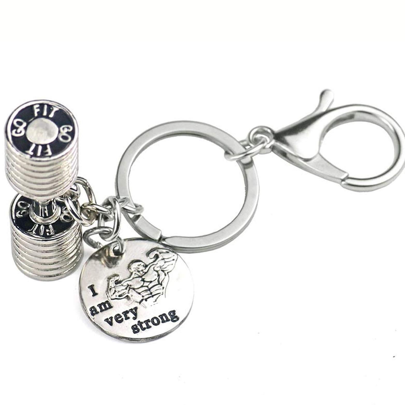 Seraphis StrongMan Bodybuilder Biceps Pose Keychain Gym Dumbbell Keyring Gift