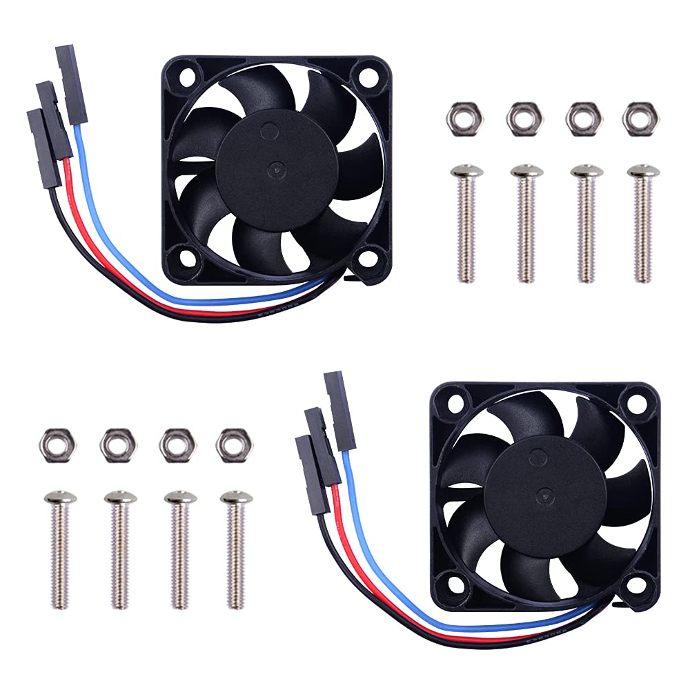 GeeekPi 2PCS PWM Controllable Quiet 4010 Fan 40x40x10mm DC 5V Fan for Raspberry Pi 4, 3 B+, Pi 3 (Black)