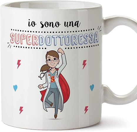 Mugffins Dottoressa Tazze Originali Di Caffe E Colazione Da Regalare Lavoratori E Professionisti Io Sono Una Super Dottoressa Ceramica 350 Ml Amazon It Casa E Cucina