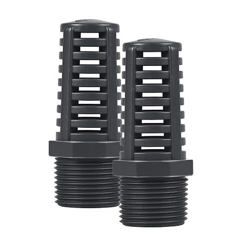 1/2 Inch Threaded Suction & Overflow Strainers For Aquariums – 2 Pack, Heavy Duty PVC, Easy Install