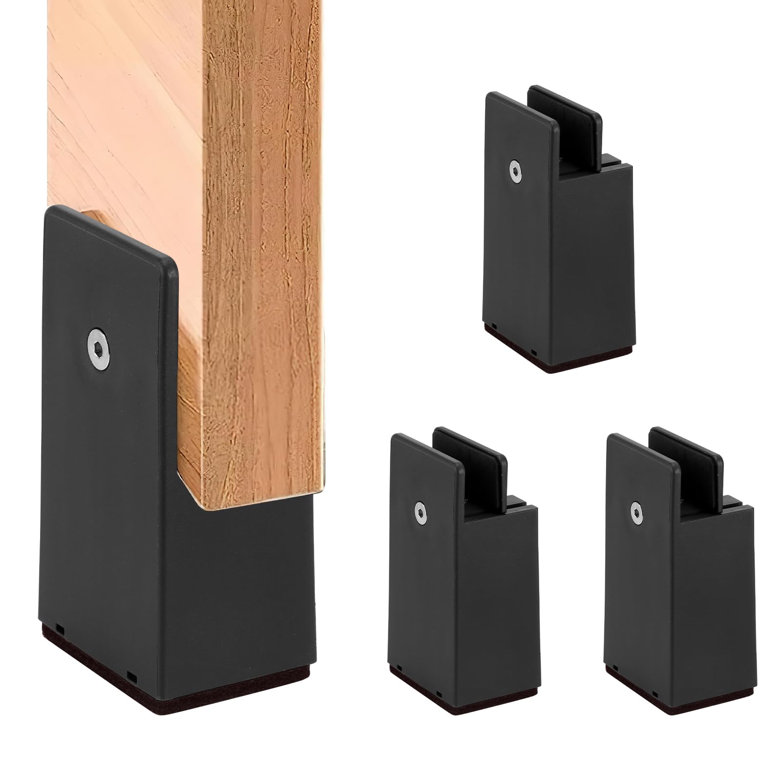 4 Pcs Adjustable Bed Risers, 10cm Furniture Risers mit Screw Clamp Heavy Duty Sturdy Chair Raisers Fits 0.4-1.5" Width Furniture Riser Chair Leg Extender for Sofa Table,